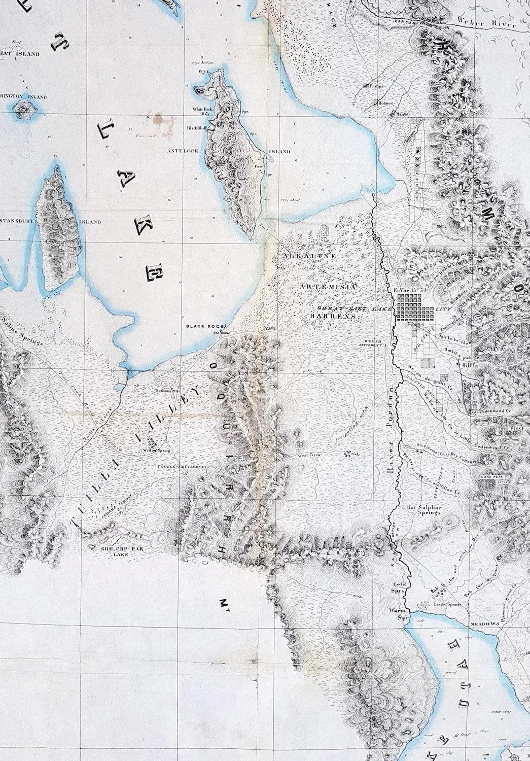 1852 Howard Stansbury Large 1st Antique Map The Great Salt Lake & City, Utah