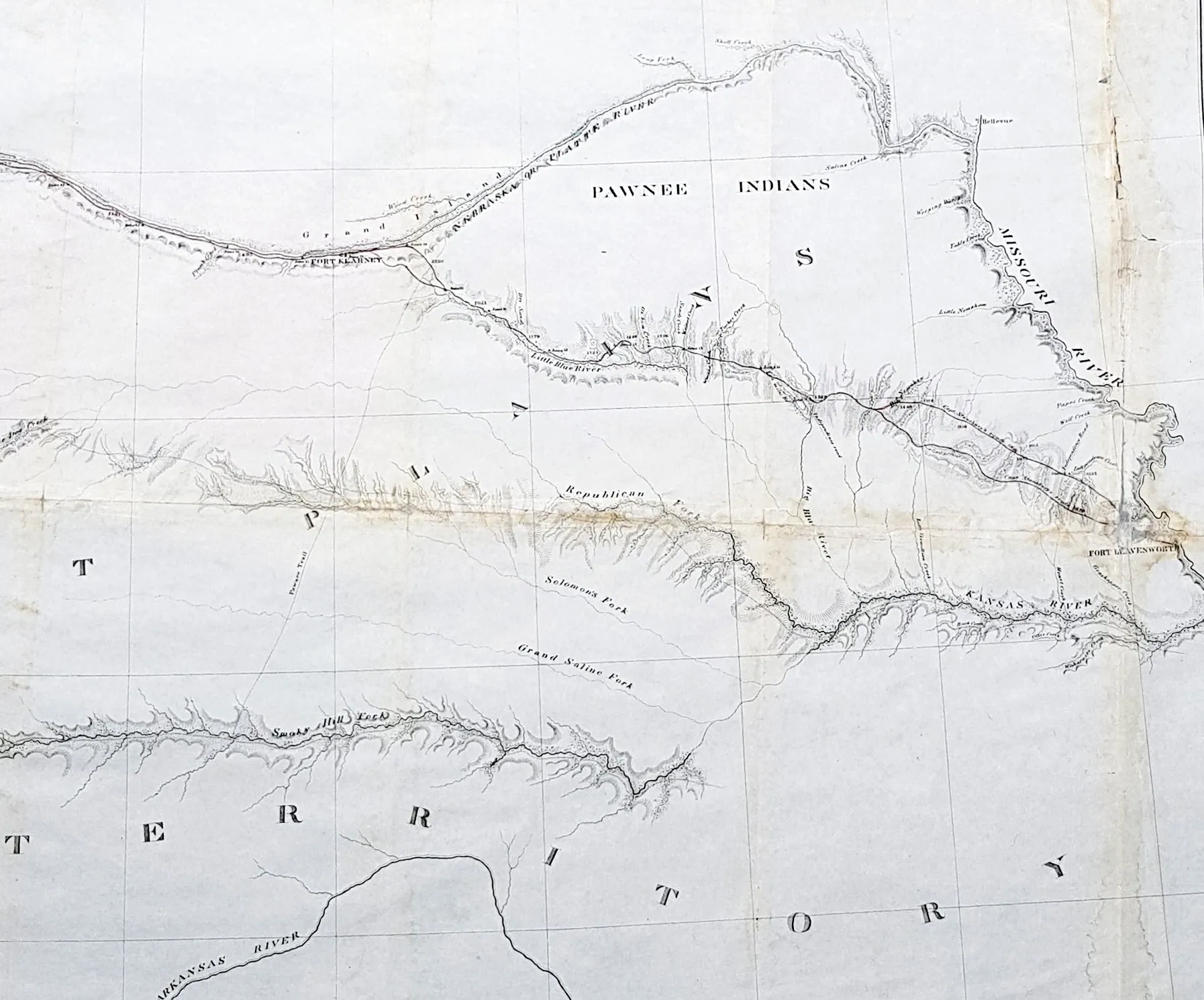 1852 Howard Stansbury Large Antique Map Forth Leavenworth, KS to Salt Lake, Utah