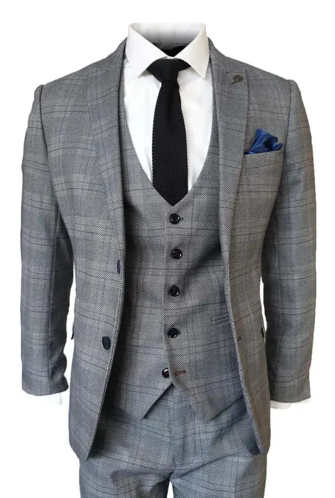 3-Piece Suit Check Jerry Grey