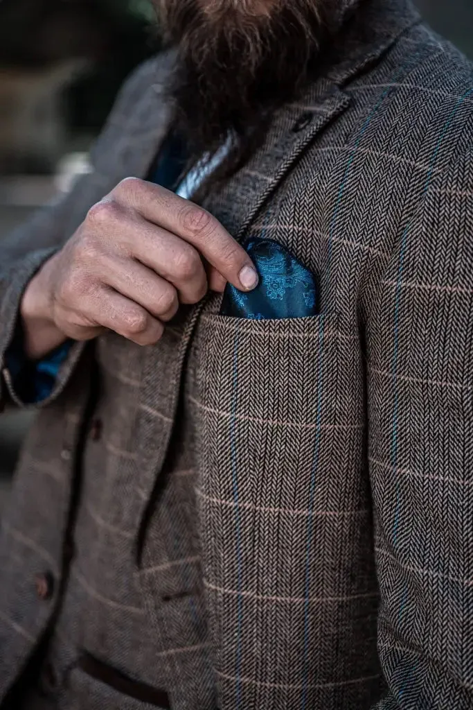 3-Piece Suit Double Breasted, Herringbone Brown Classic