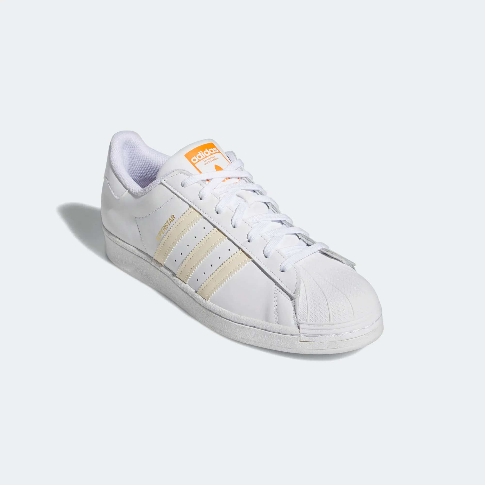 Adidas Men's Superstar Shoes - Cloud White / Ecru Tint / Orange Rush