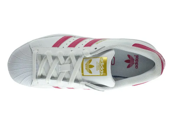 Adidas Superstar Foundation J Big Kid's Shoes White/Pink/White