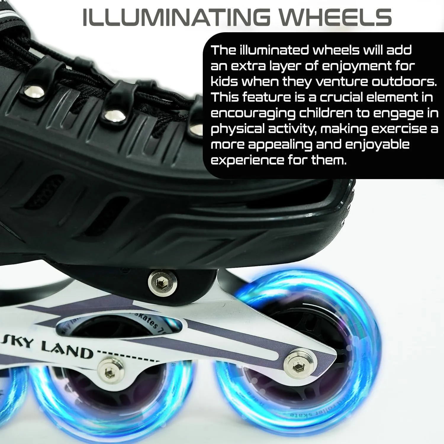 Adjustable Inline Skates with 8 Illuminated Wheels TMX-028-M Comfortable and Safe Roller Skates for Kids & Teens