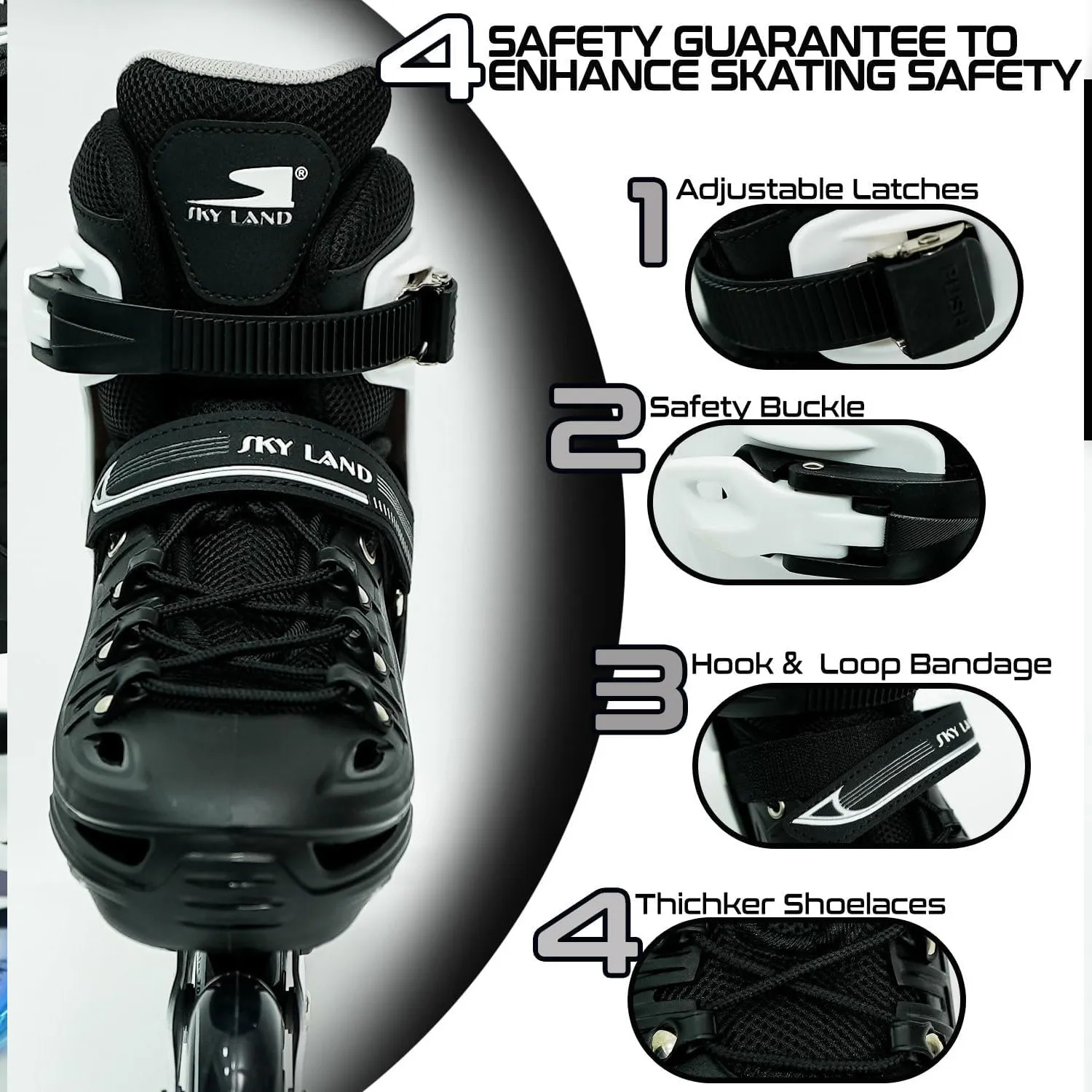 Adjustable Inline Skates with 8 Illuminated Wheels TMX-028-M Comfortable and Safe Roller Skates for Kids & Teens