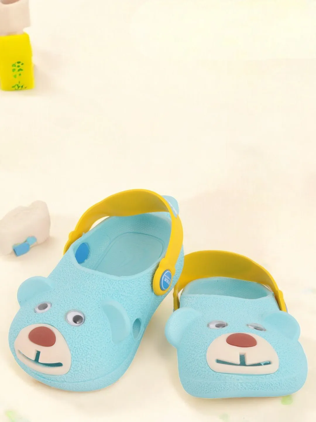 Adorable Bear Face Design Clogs for Boys- Blue