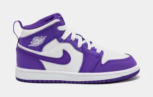 Air Jordan 1 Retro Mid Purple Venom Preschool Lifestyle Shoes (Purple/White)