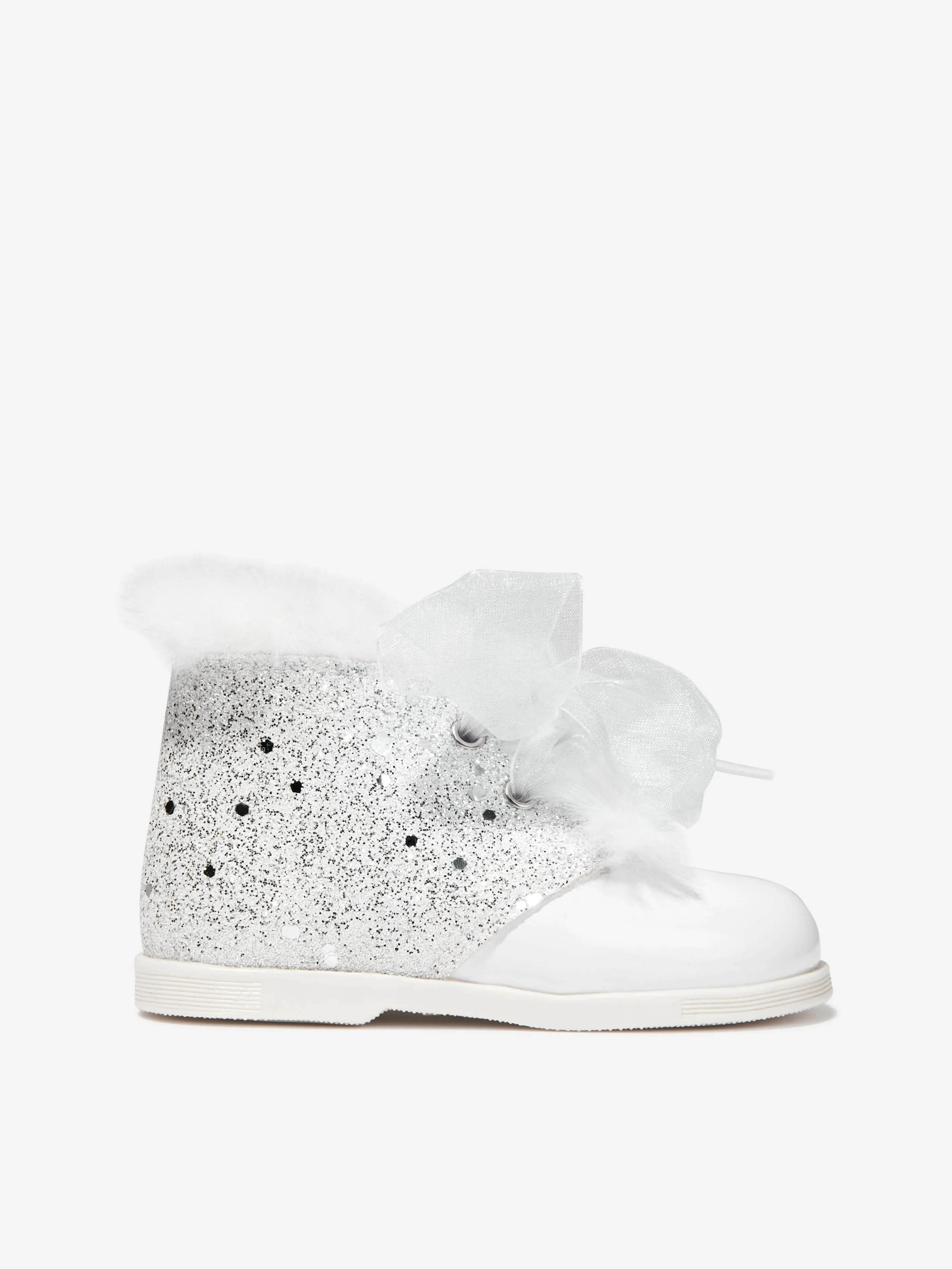 Andanines Girls Patent Leather Glitter Boots