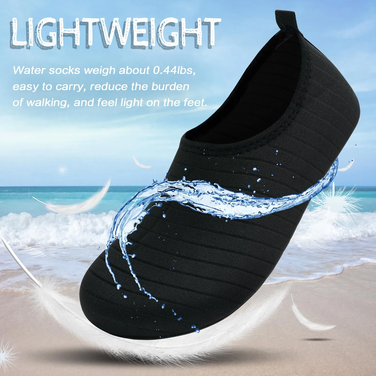 ANLUKE Water Shoes Barefoot Aqua Yoga Socks Quick-Dry Beach Swim Surf Shoes for Women Men Black/Solid 46/47