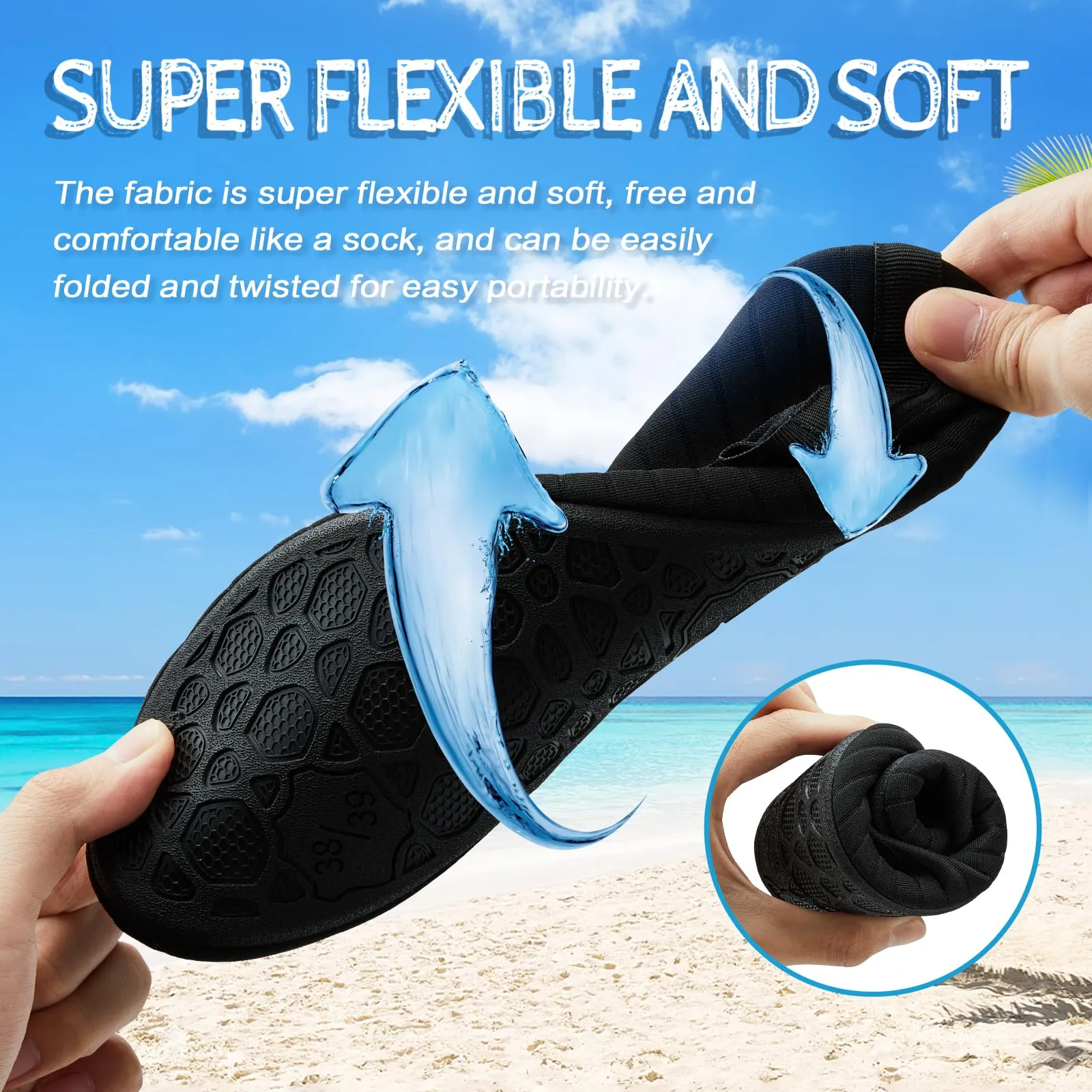 ANLUKE Water Shoes Barefoot Aqua Yoga Socks Quick-Dry Beach Swim Surf Shoes for Women Men Black/Solid 46/47