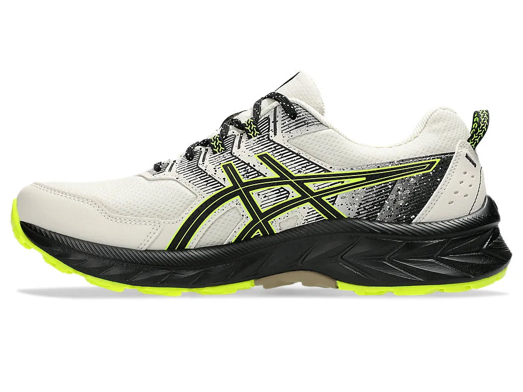 ASICS MEN'S GEL VENTURE 9 OATMEAL WHITE/NEON YELLOW TRAIL RUNNING SHOES