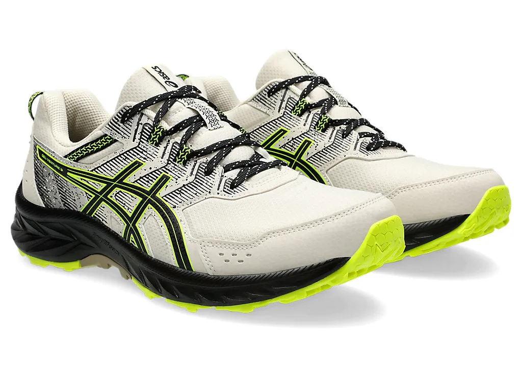 ASICS MEN'S GEL VENTURE 9 OATMEAL WHITE/NEON YELLOW TRAIL RUNNING SHOES