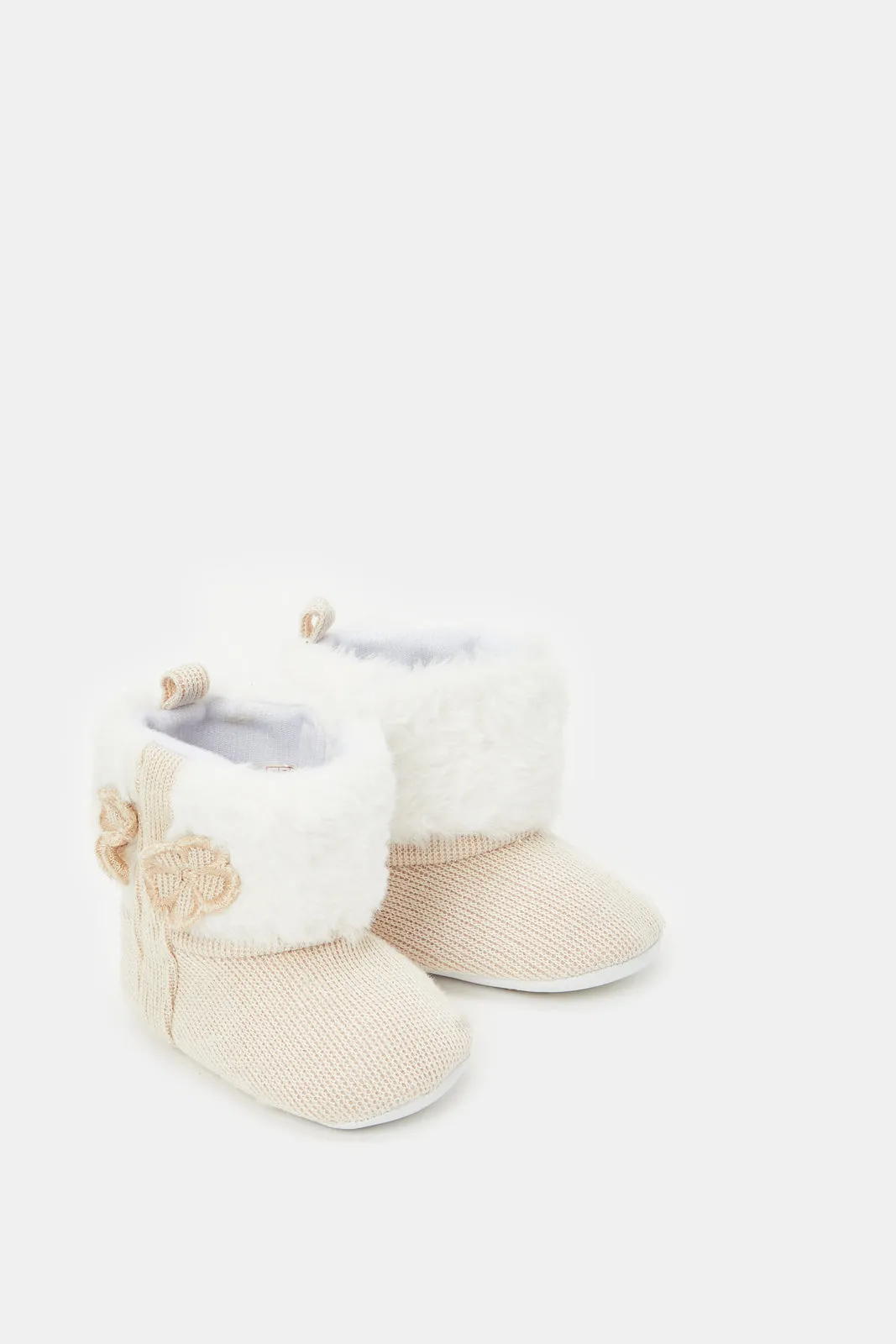 Babies Cream Floral Booties