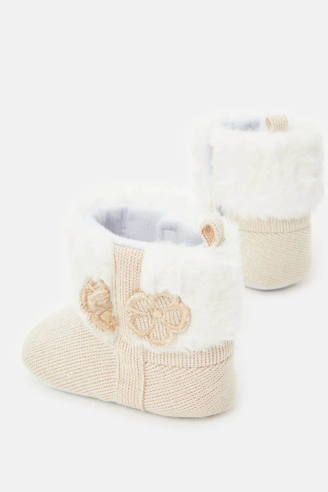 Babies Cream Floral Booties