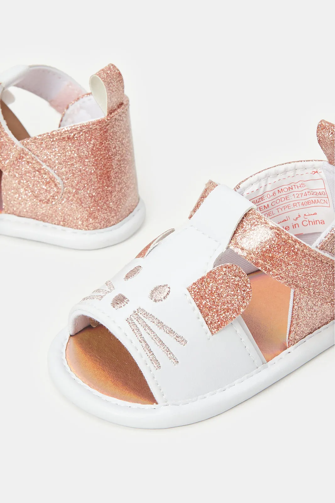 Babies Pink Bunny Pram Shoes