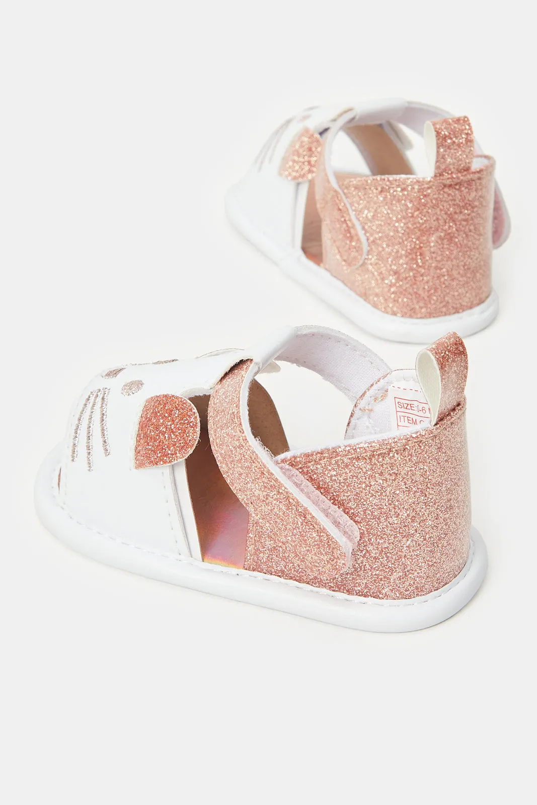 Babies Pink Bunny Pram Shoes