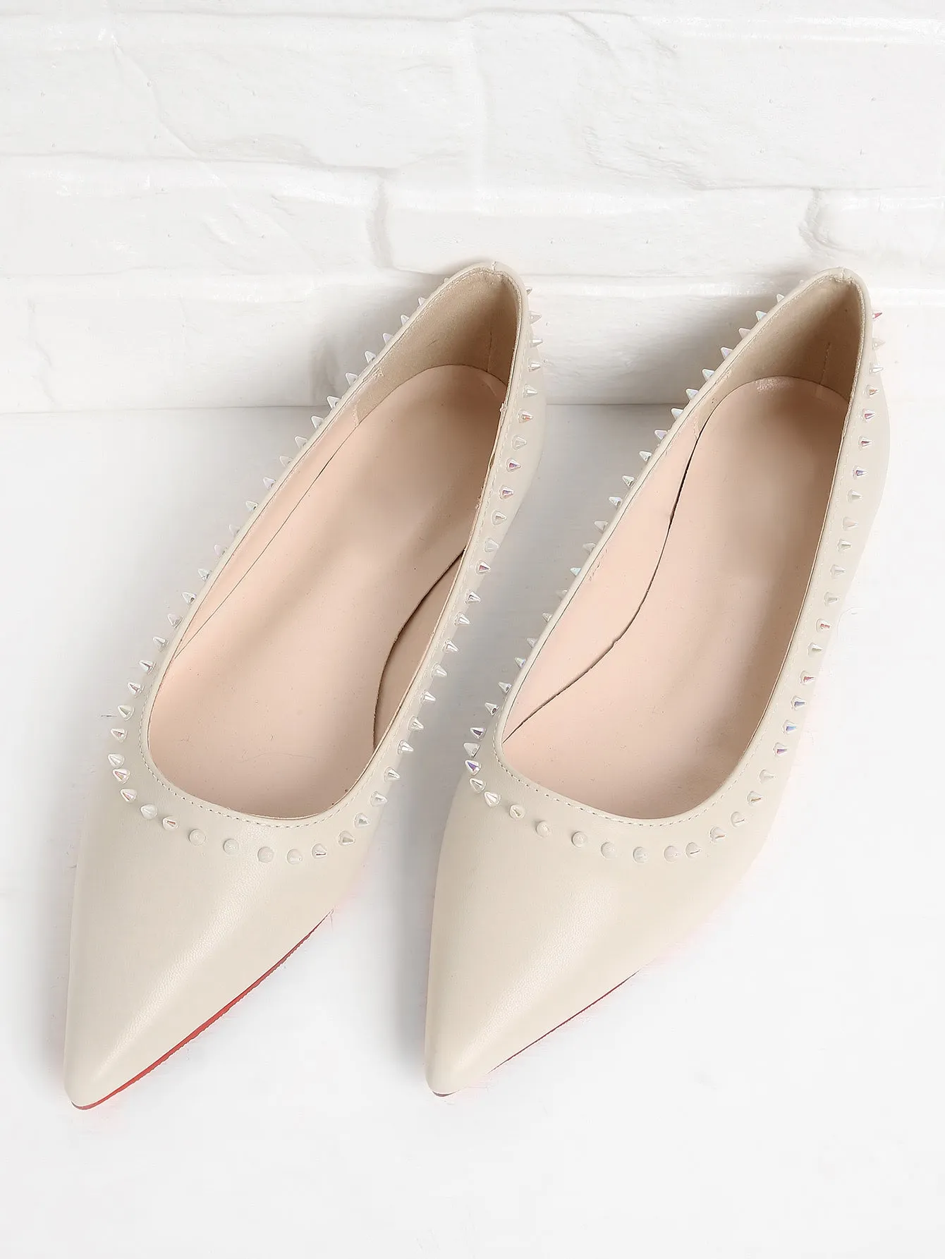 Beatiful Rockstud Detail Pointed Toe PU Flats