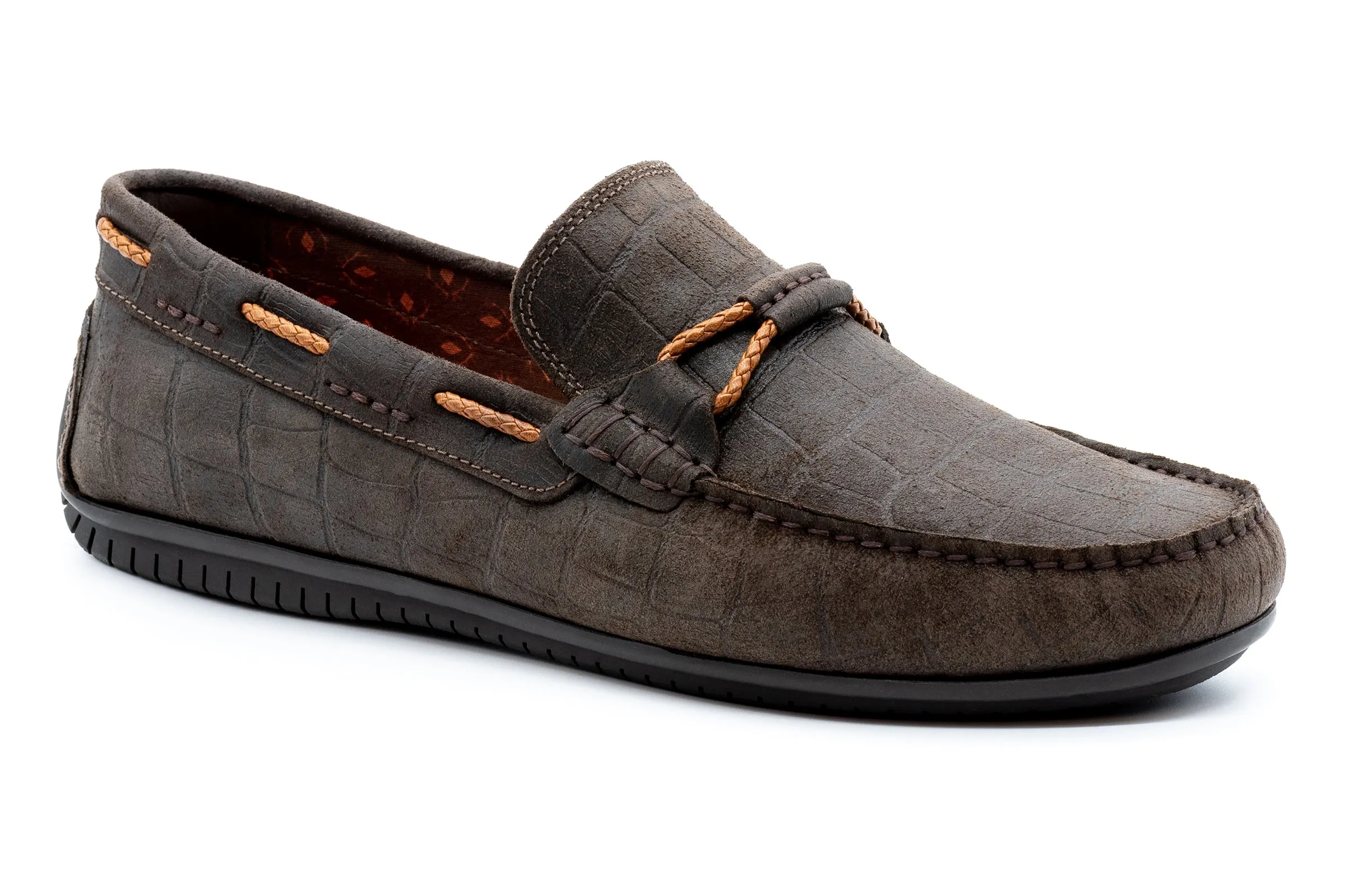 Bermuda Alligator Grain Braided Bit Loafers - Walnut