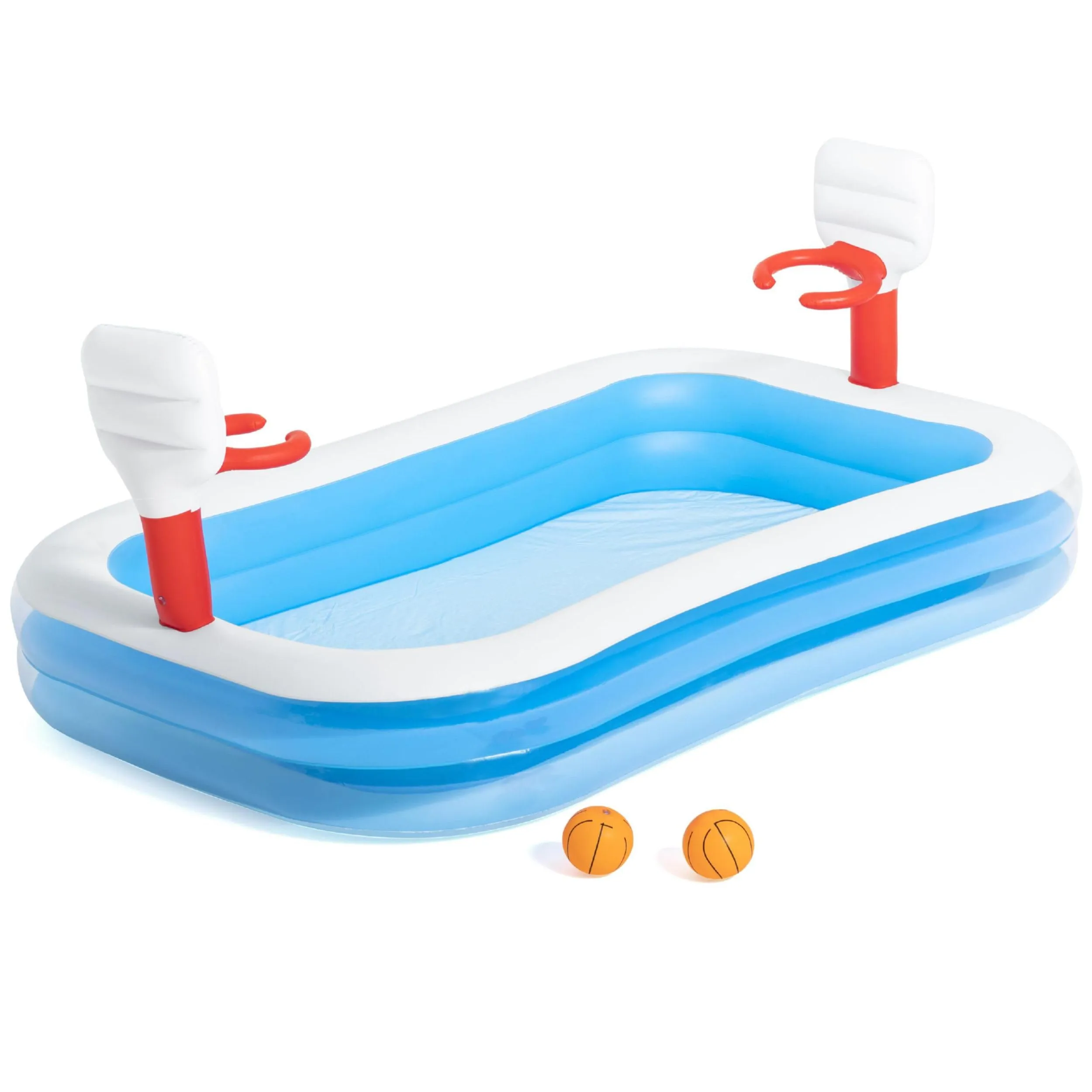 Bestway Family Paddling Pool Inflatable Swimming Pool with Basketball Game, Above Ground Pool For Kids and Adults, Outdoor Garden Pool