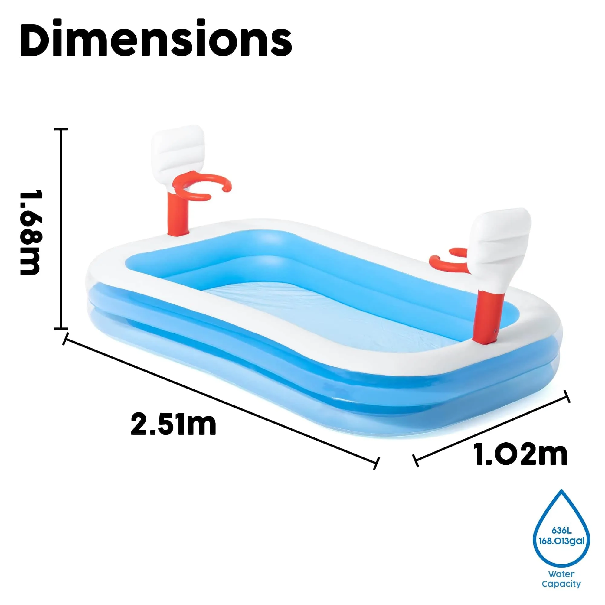 Bestway Family Paddling Pool Inflatable Swimming Pool with Basketball Game, Above Ground Pool For Kids and Adults, Outdoor Garden Pool