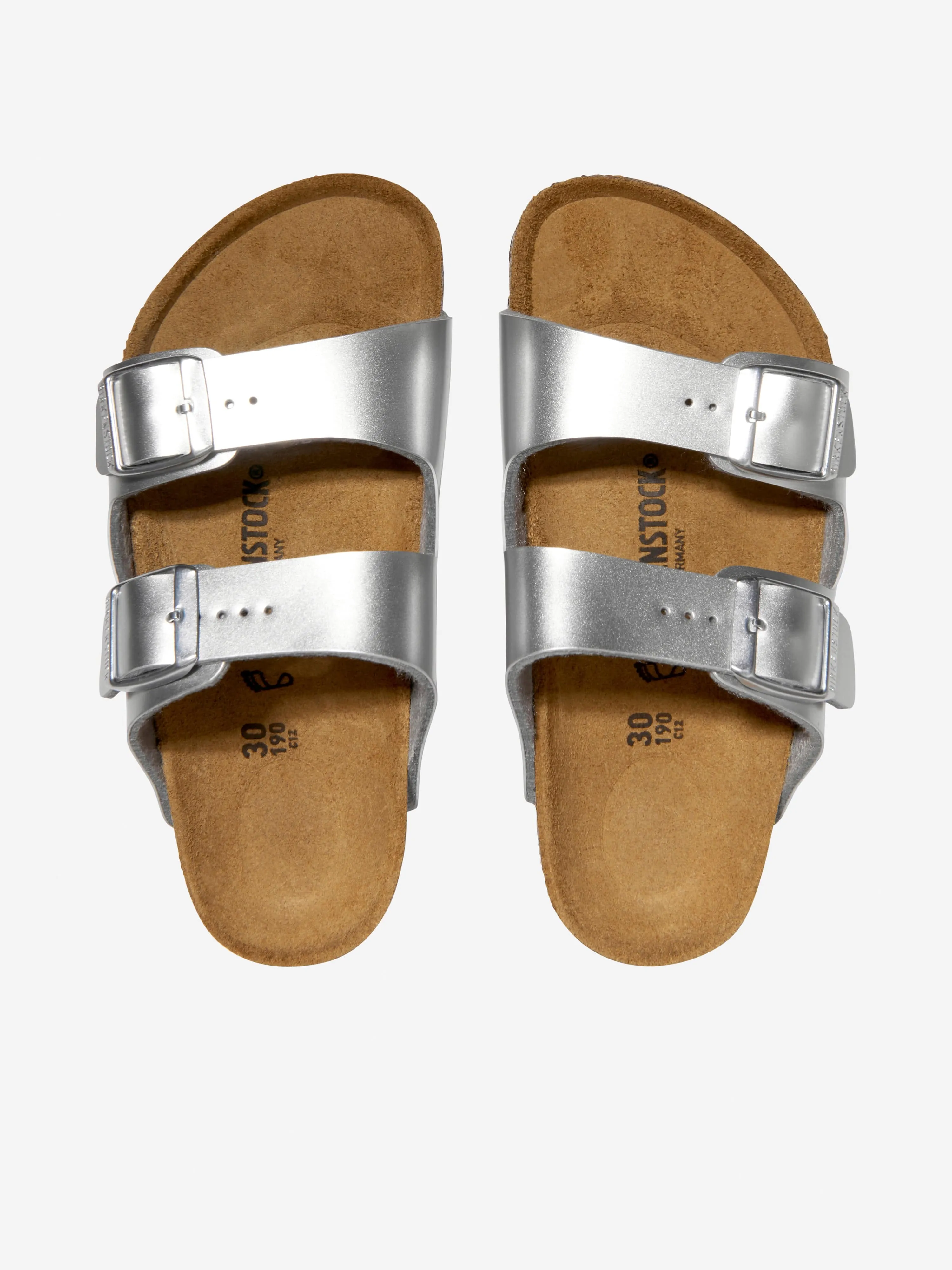 BIRKENSTOCK Girls Arizona Metallic Sandals in Silver