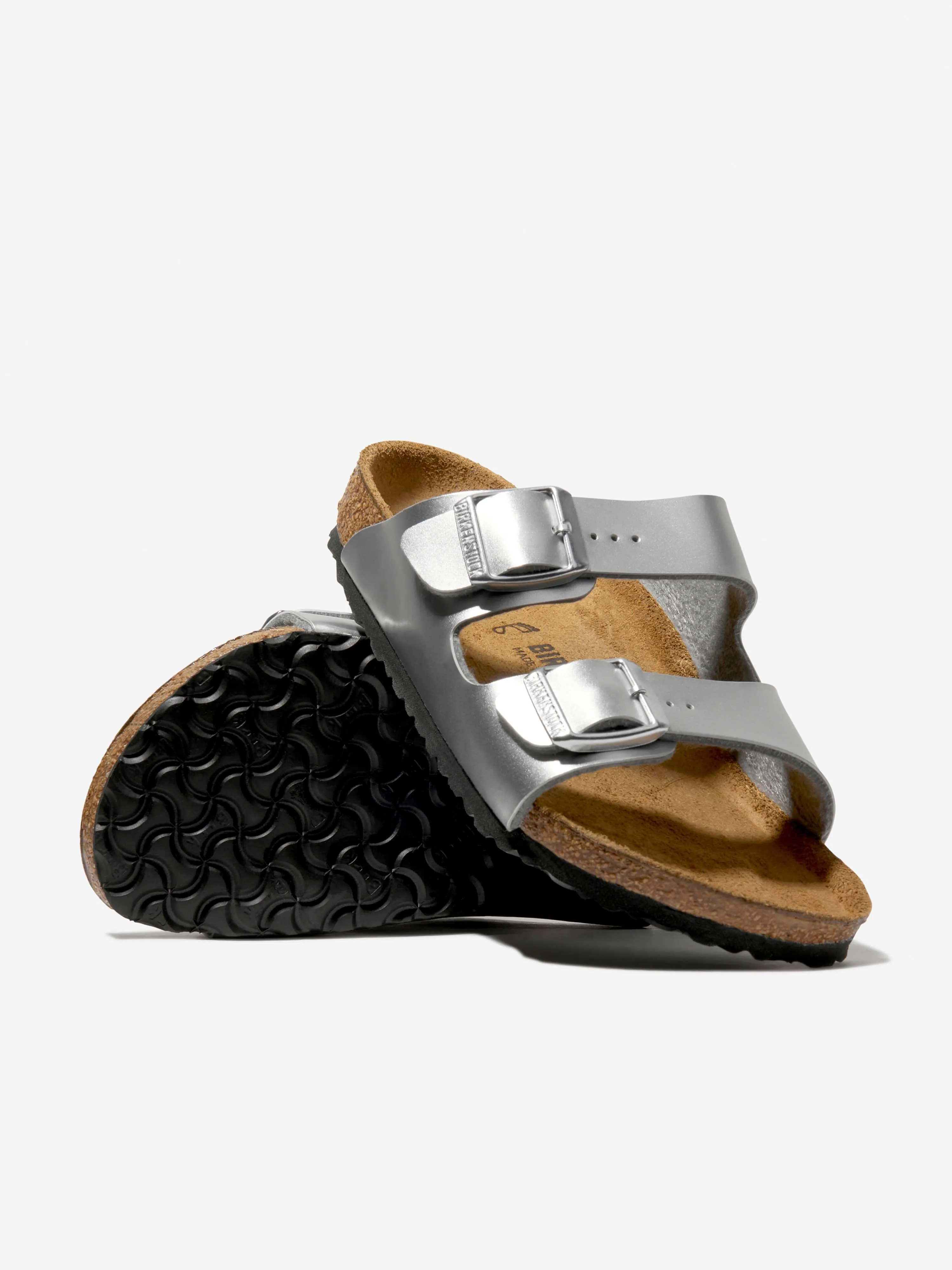 BIRKENSTOCK Girls Arizona Metallic Sandals in Silver