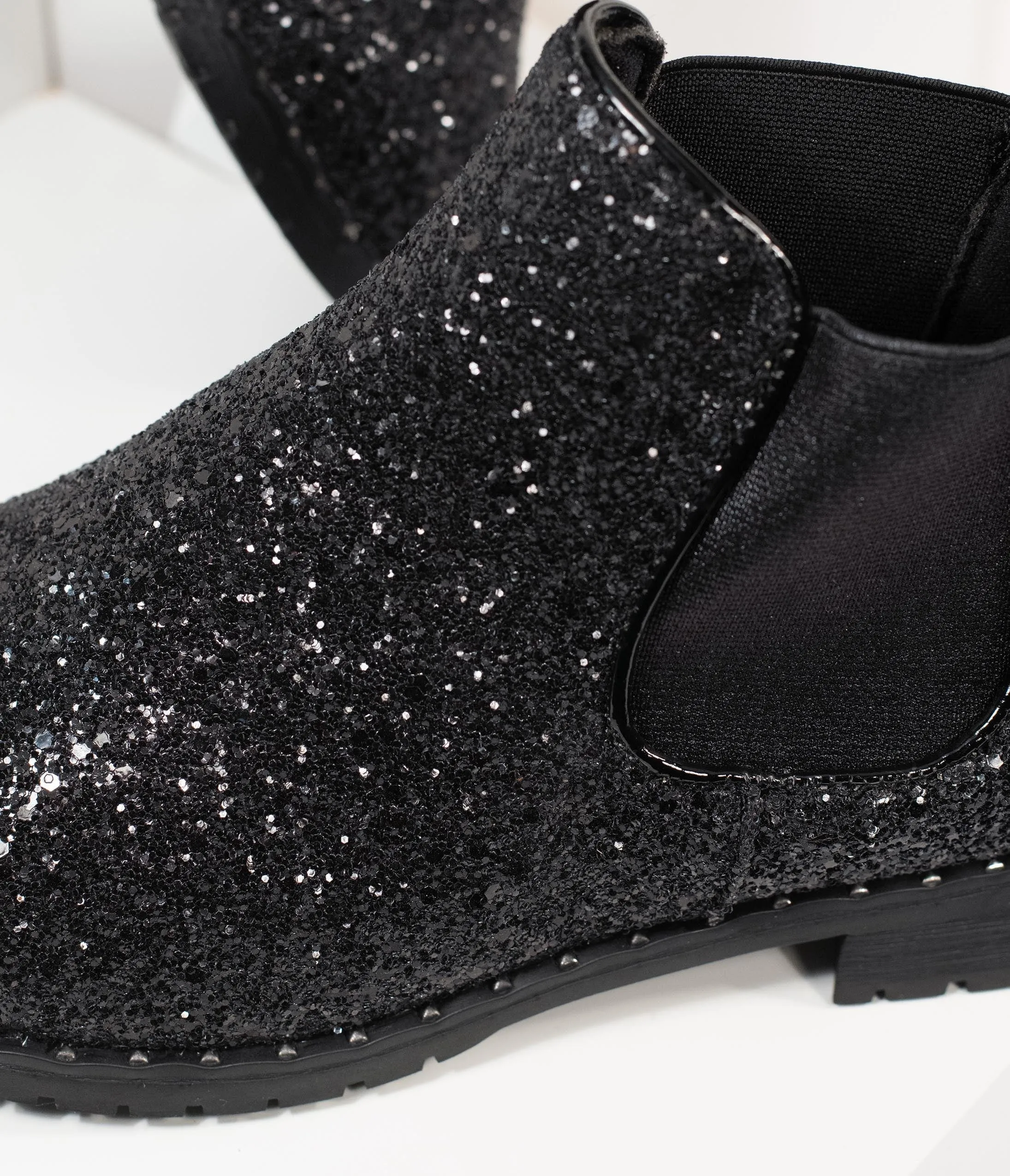 Black Chunky Glitter Chelsea Boot