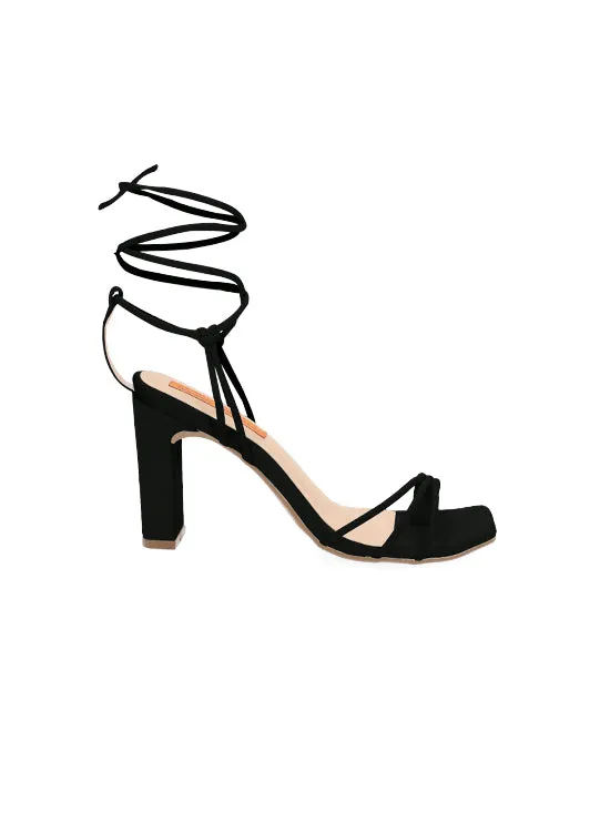 Black Maze High Heels Sandals for woman