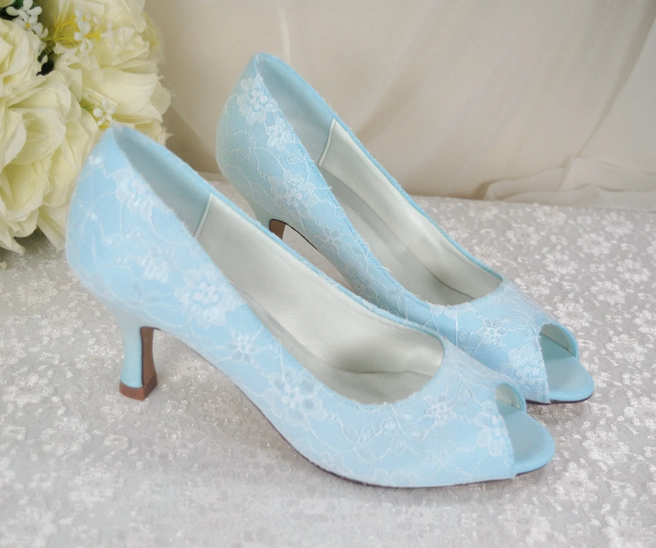 Blue Lace Bridal Heels