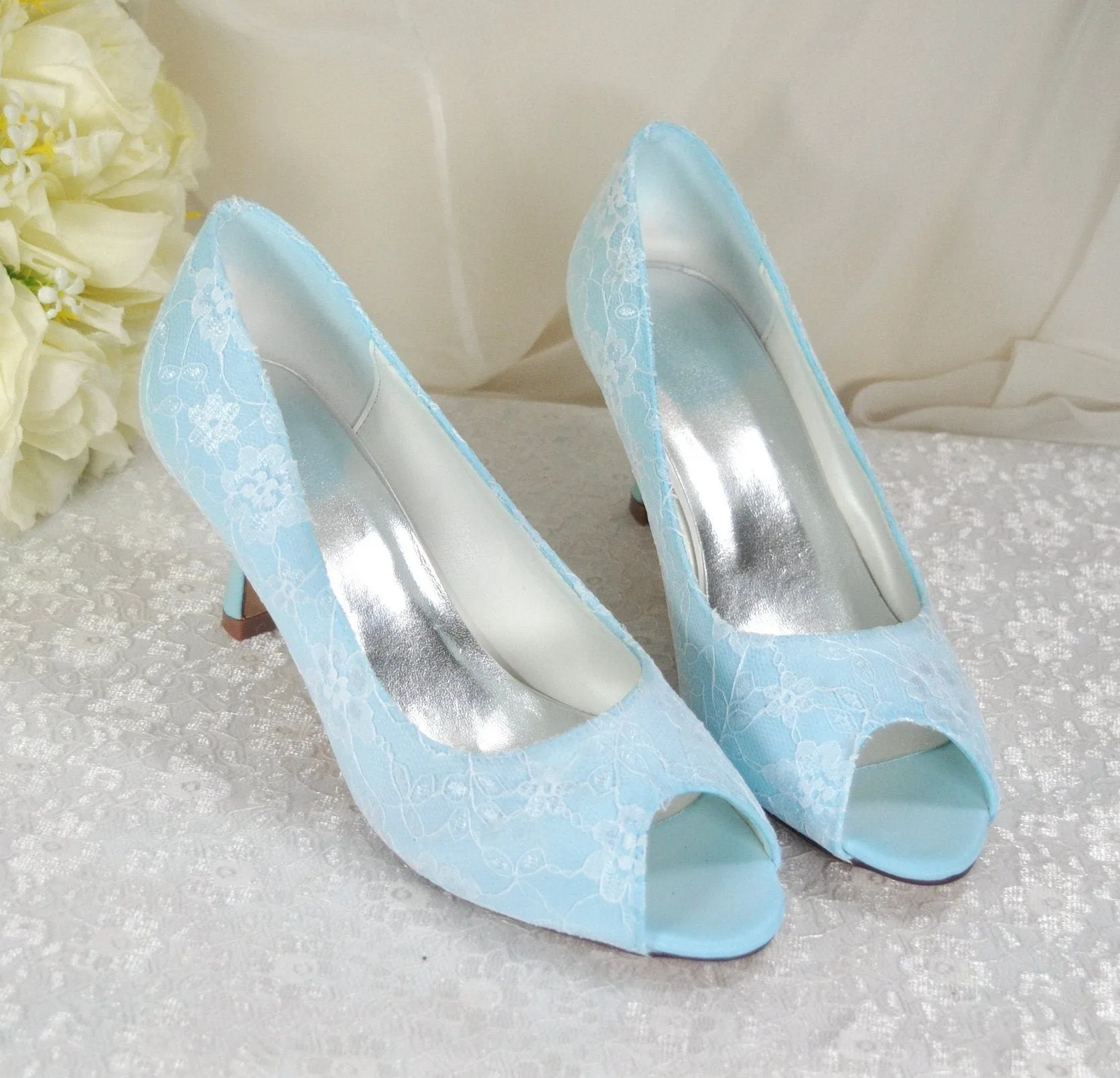 Blue Lace Bridal Heels