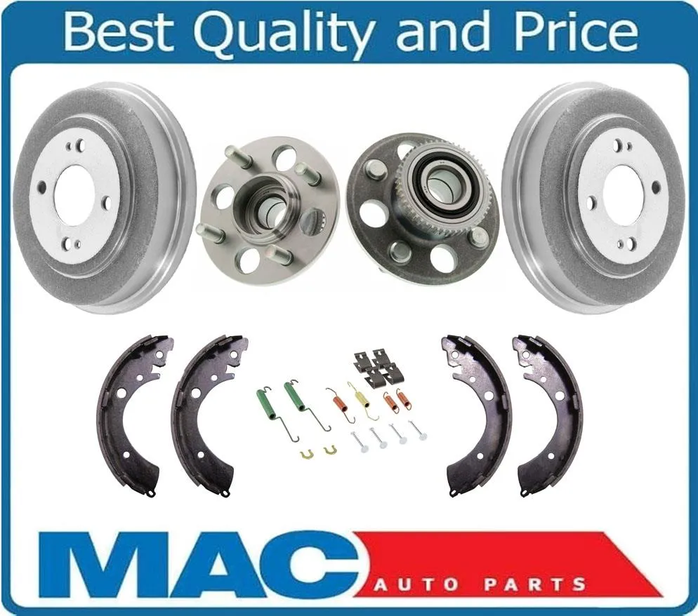 Brake Drums Wheel Hub Bearing Brake Shoes Hardware Kit Honda Civic 96-00 w ABS