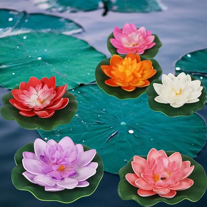 Bulk 7" Large Artificial Lily Lotus Flower Floating Pads for Ponds Flowers for Outdoor Wholesale