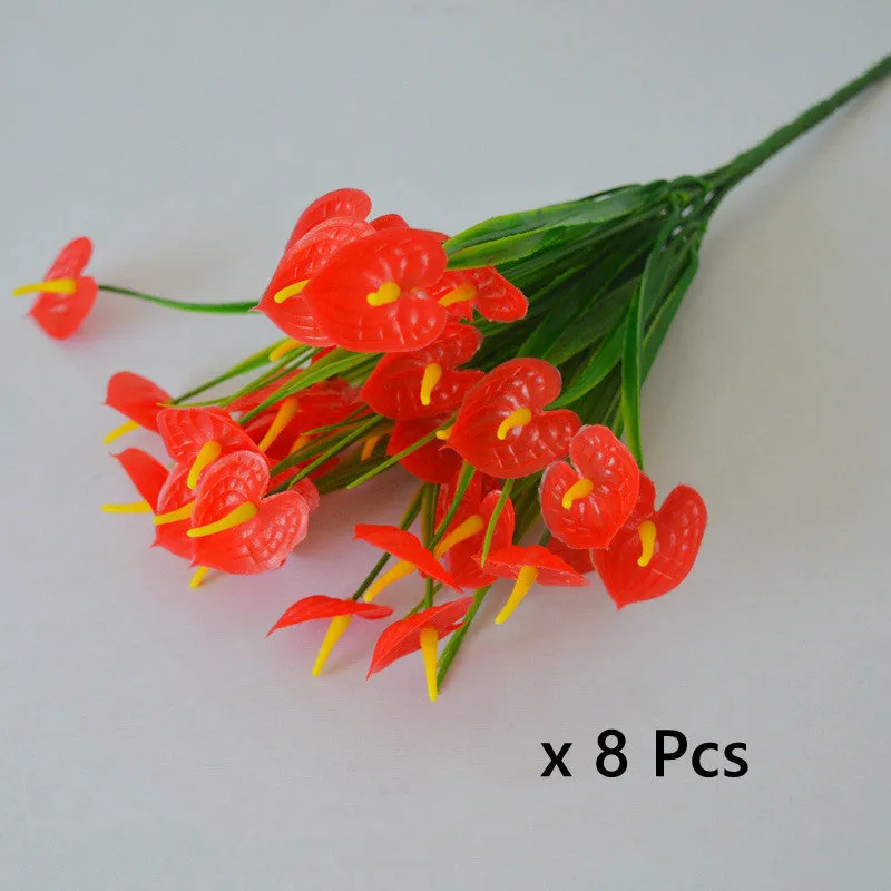 Bulk 8 Bundles Anthurium Bush Shrubs Flowers UV Resistant for Outdoor Wholesale