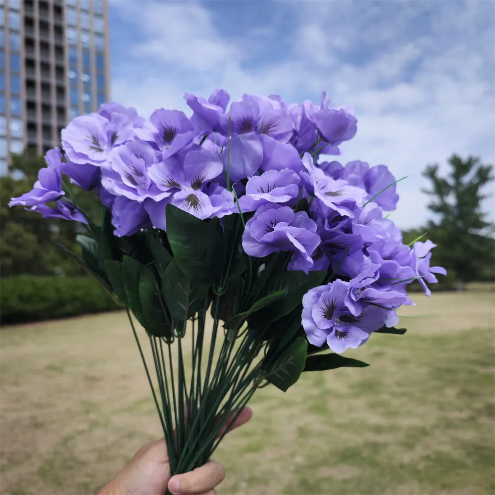 Bulk 8 Pcs Pansy Bushes Artificial Flowers for Outdoors Wholesale