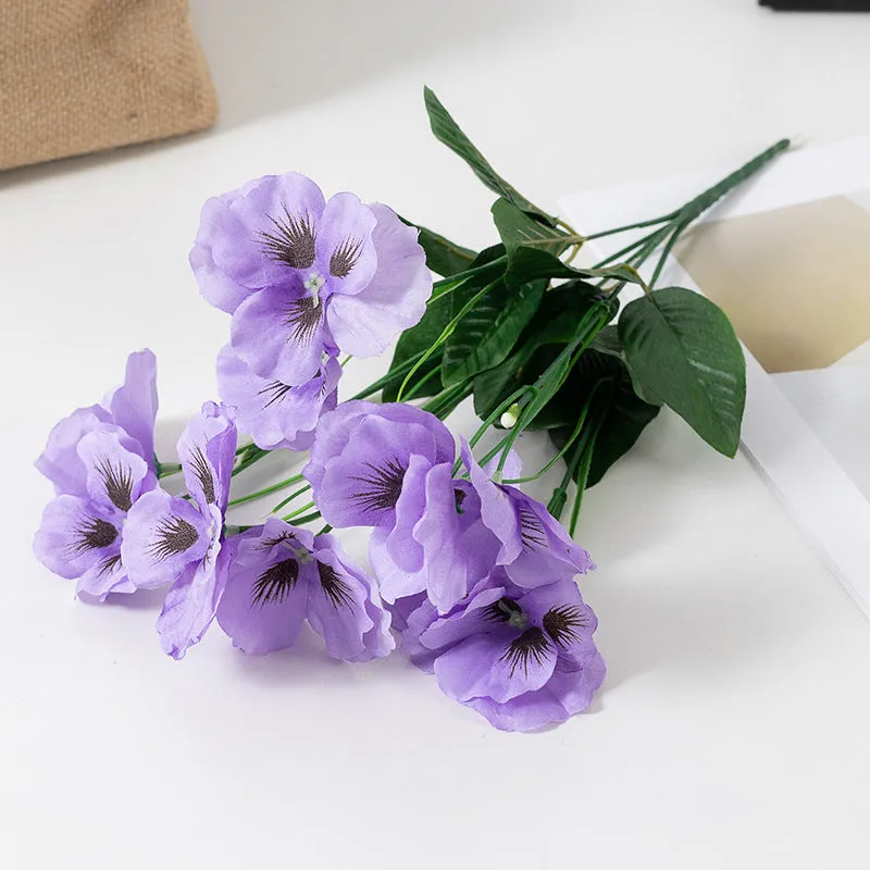 Bulk 8 Pcs Pansy Bushes Artificial Flowers for Outdoors Wholesale