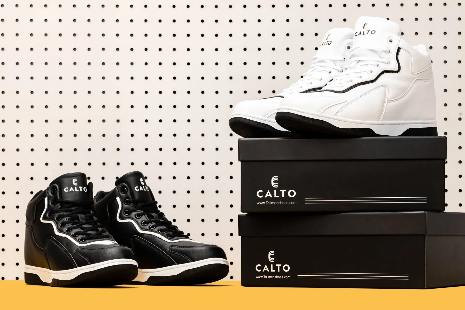 CALTO - S3268 - 3.2 Inches Taller (Black/White) - Sneakers