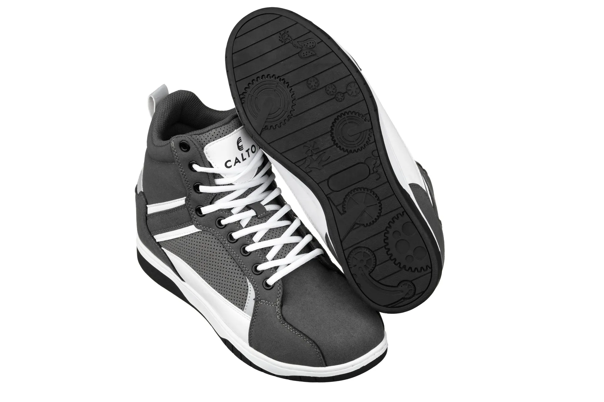 CALTO - S3721 - 3.2 Inches Taller (Grey/White) - Sneakers