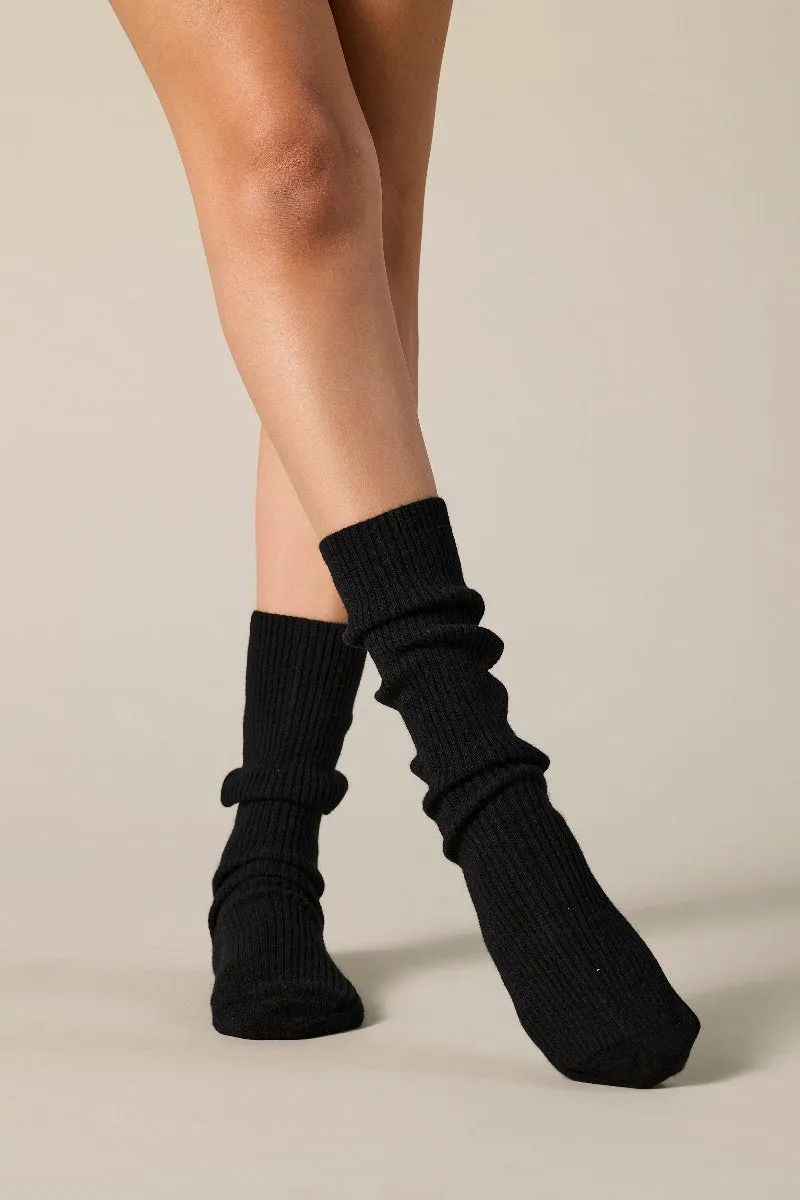 Cashmere Rib Socks in Black