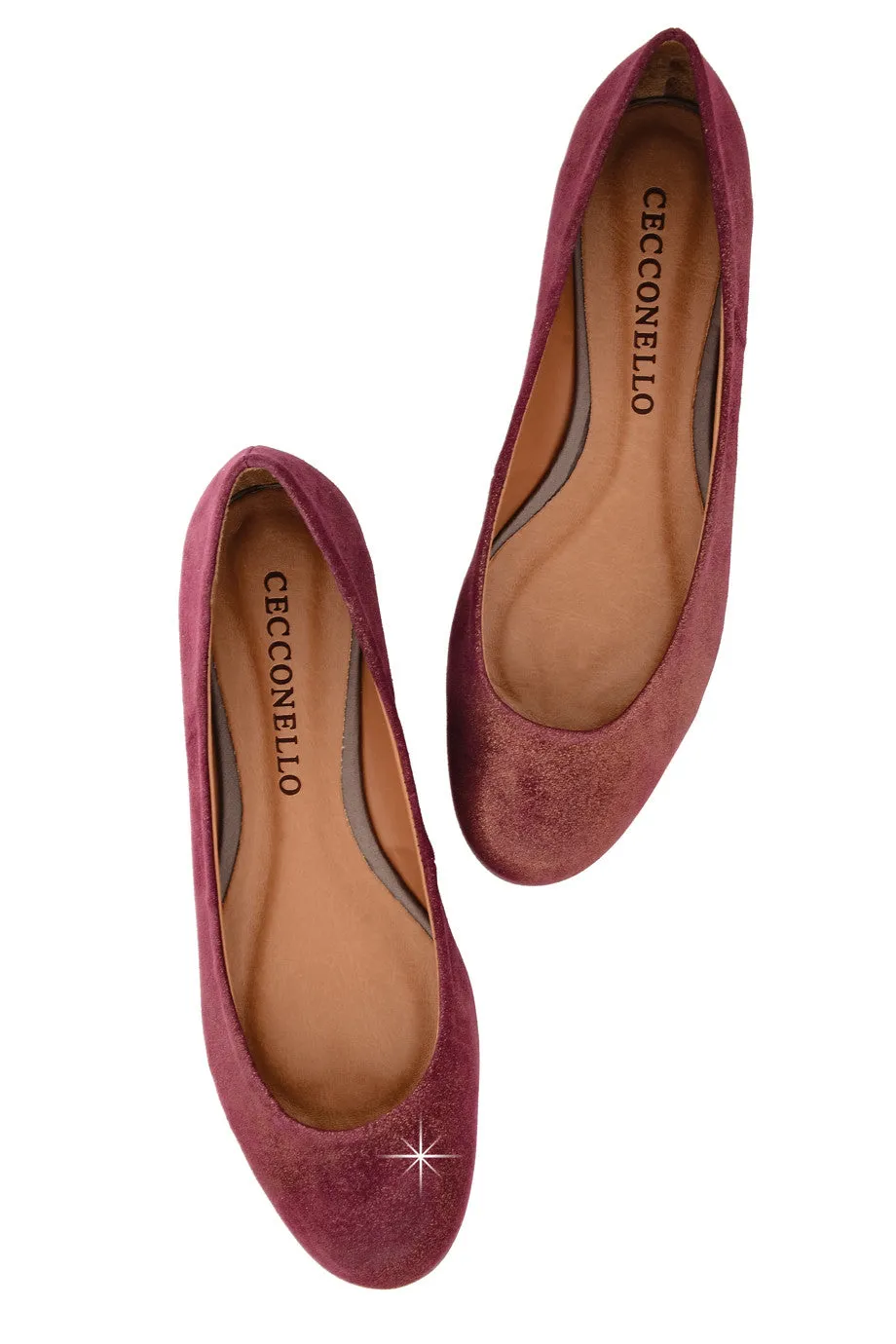 CECCONELLO LEELA Bordeaux Suede Ballerinas