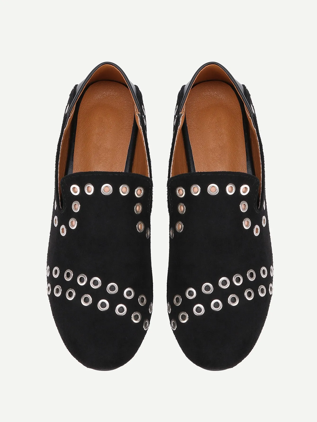 Cheap Eyelet Detail Round Toe Flats