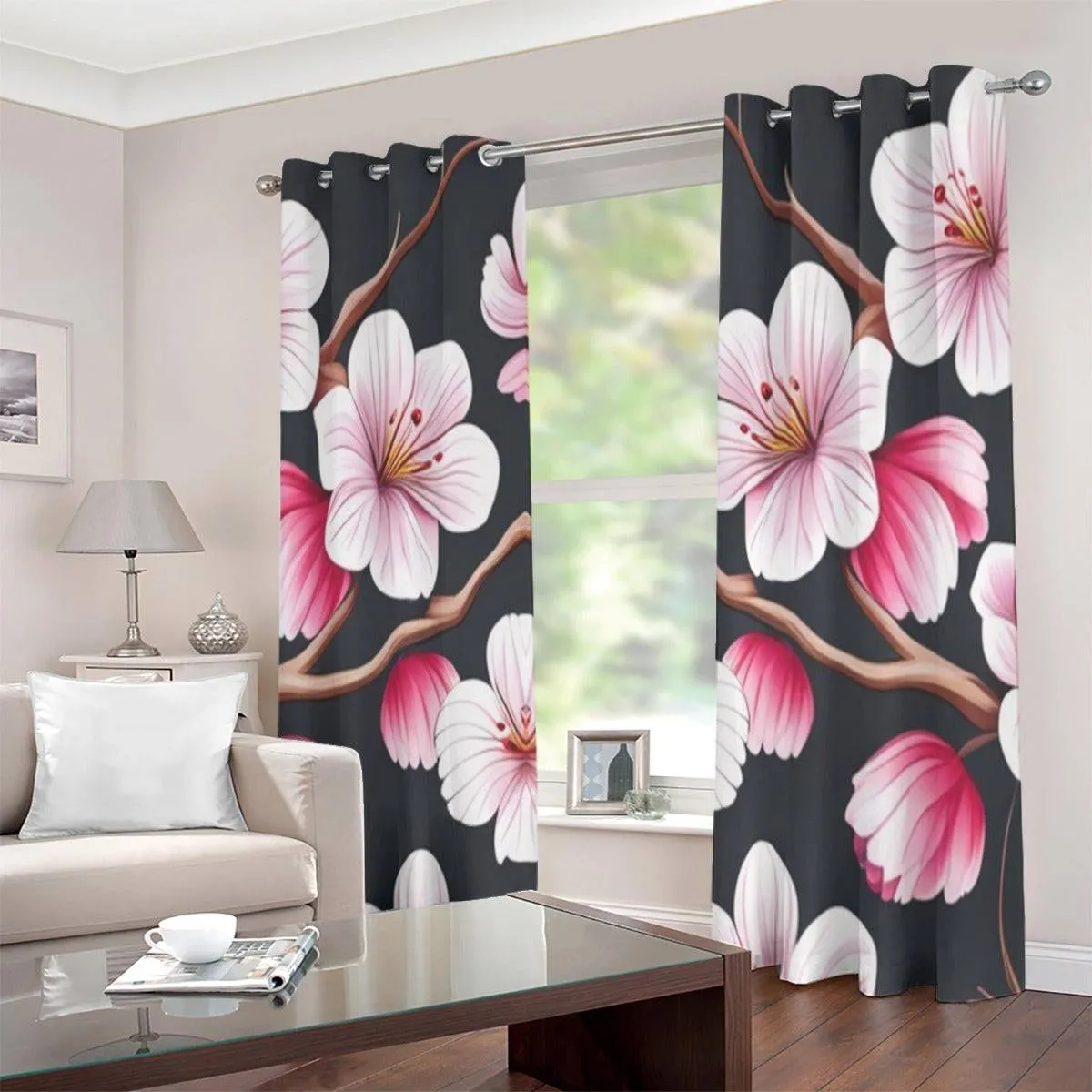 Cherry Blossom Grommet Curtains (Large Size)