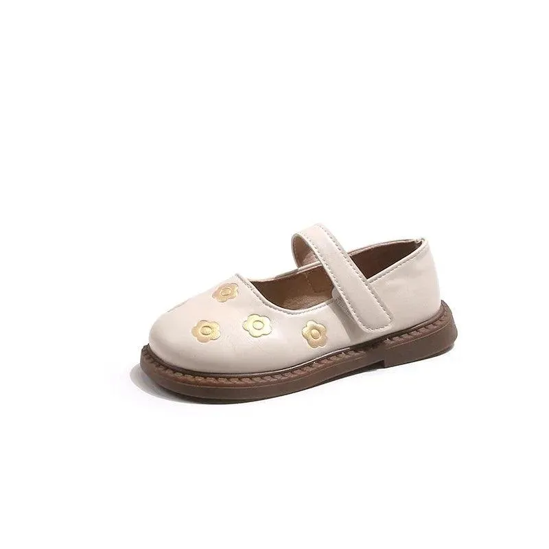 Children's Casual Shoes - Leather Embroidered Flat Shoes - TSS220