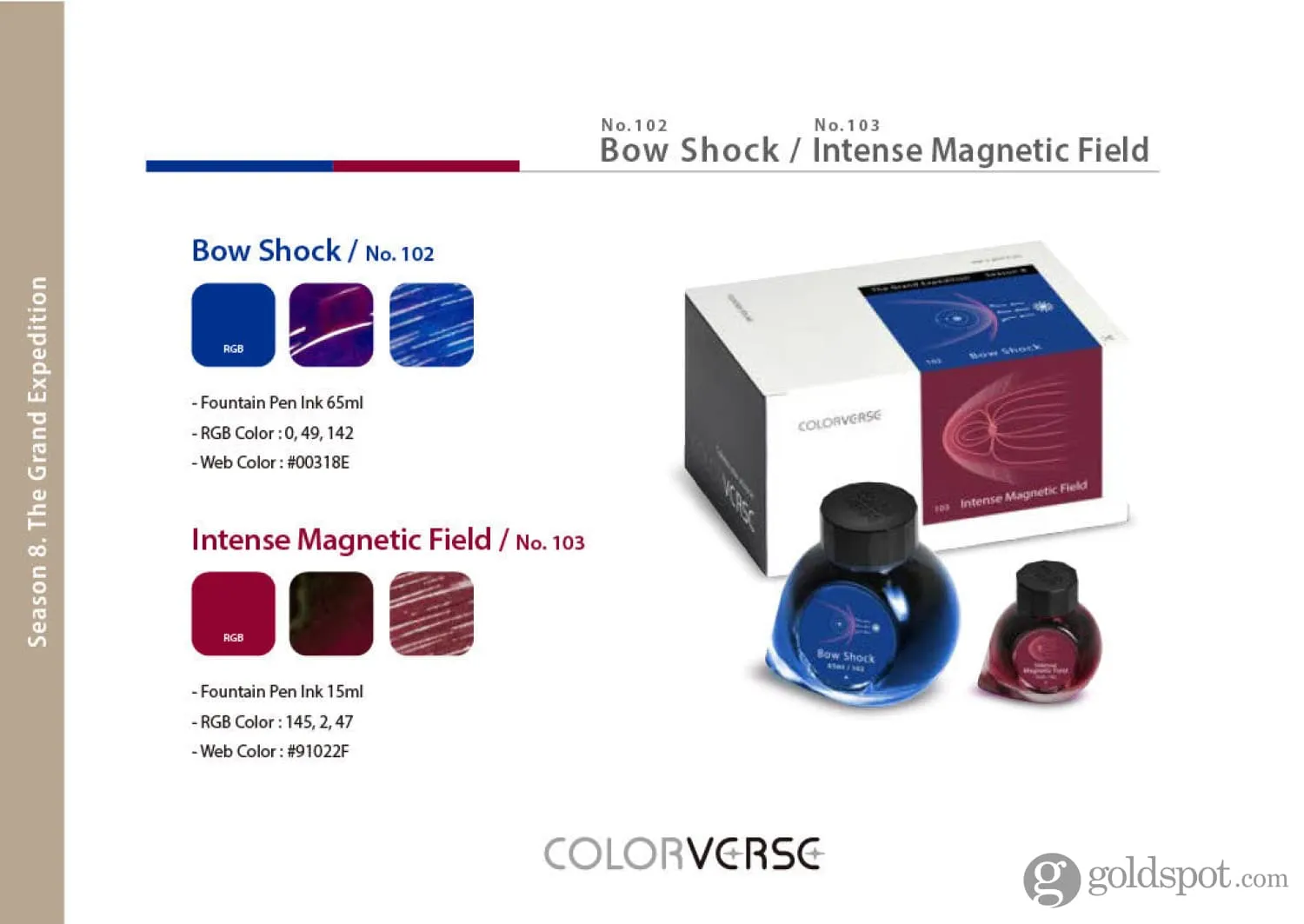 Colorverse Season 8 The Grand Expedition Bottled Ink in Bow Shock & Intense Magnetic Field - Set of 2 (65ml 15ml)