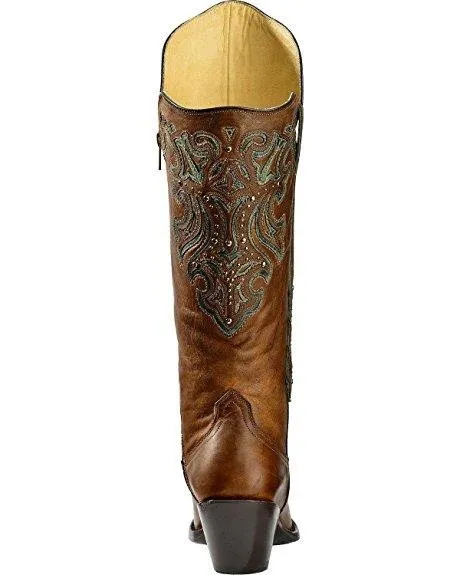 Corral Women's Tall Turquoise Studded Wingtip Cowgirl Boot Round Toe - G1182