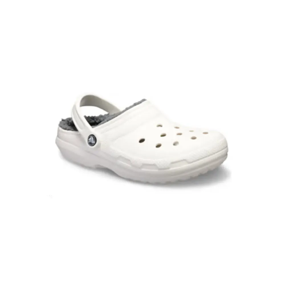 CROCS CLASSIC LINED CLOG WHITE GRAY - ADULT