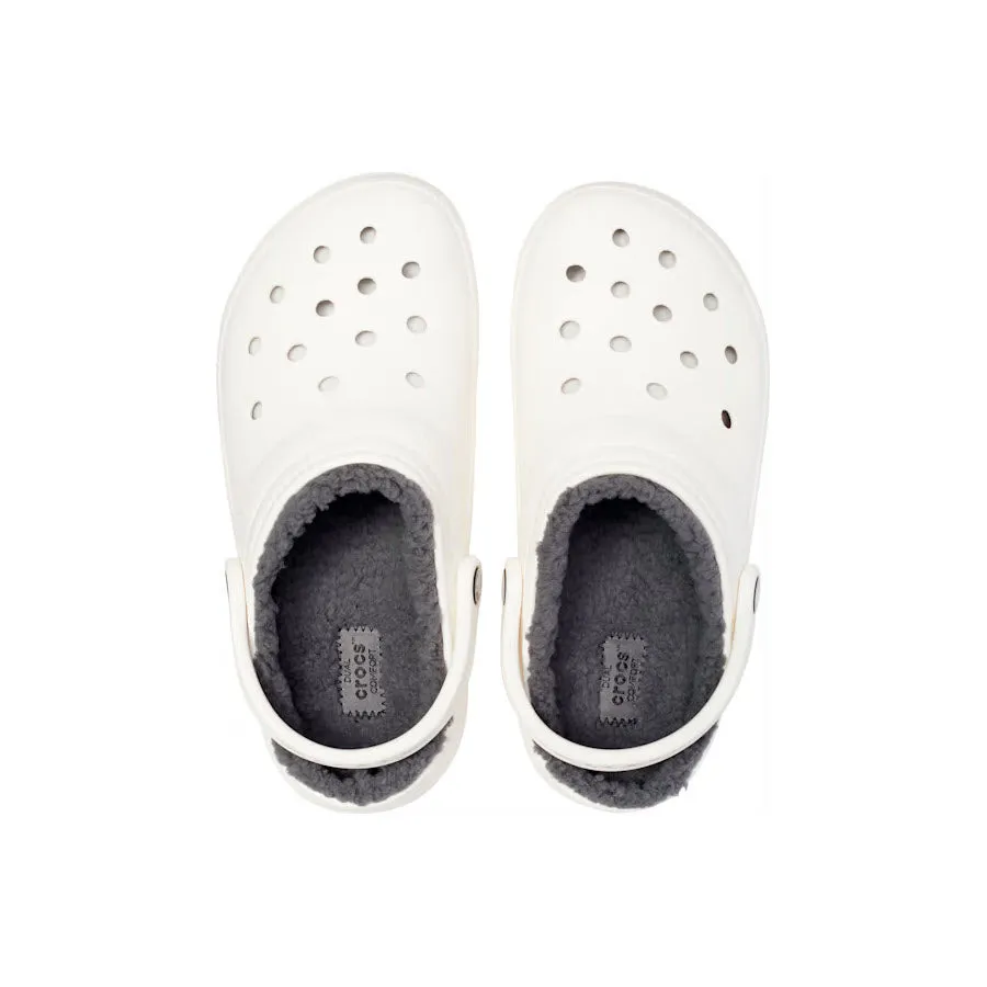 CROCS CLASSIC LINED CLOG WHITE GRAY - ADULT