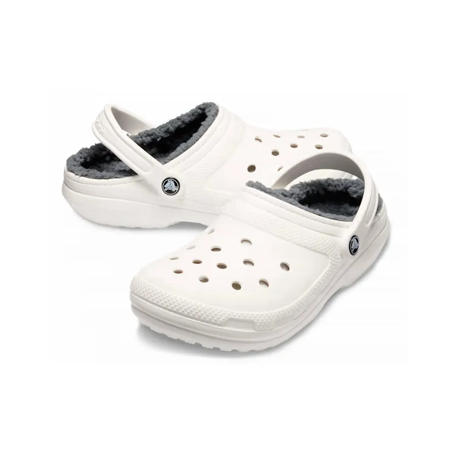 CROCS CLASSIC LINED CLOG WHITE GRAY - ADULT