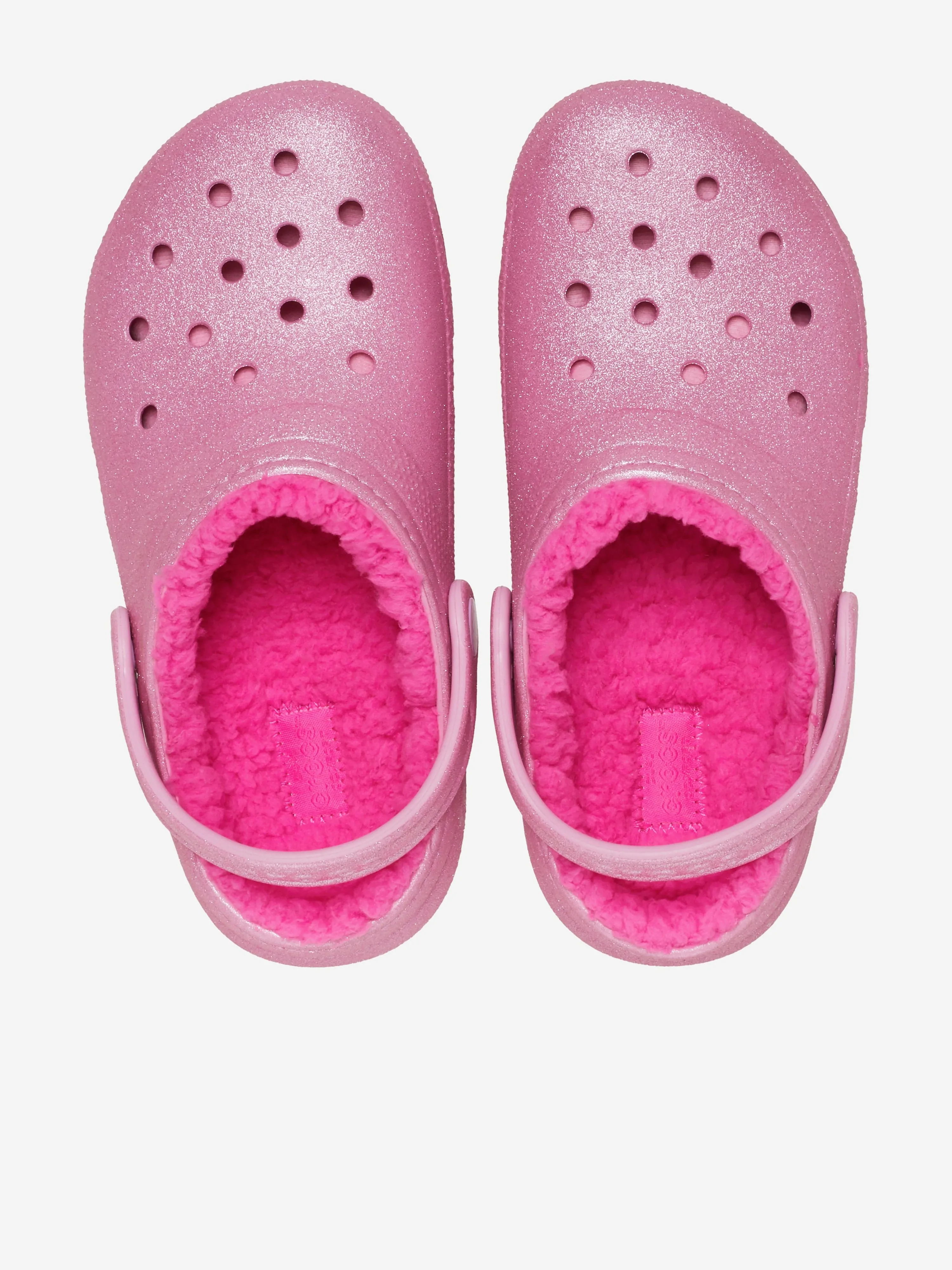 Crocs Girls Classic Lined Glitter Clog in Pink