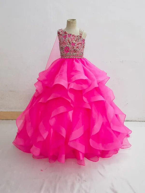 Custom Made Children's Fuchsia Pageant Ball Gown