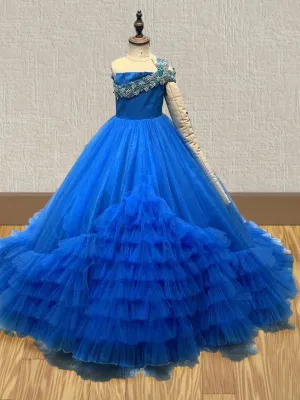 Custom Made Junior Miss Royal Blue Pageant Dress