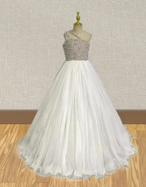 Custom Made Sparkly Little Princess White Evening Gown